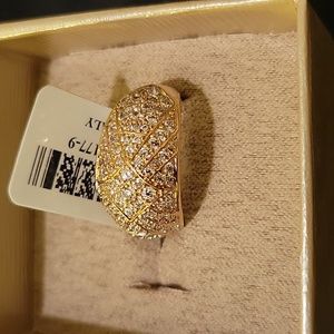 Moda al Massimo Bella luce diamond stimulant ring 18k yellow gold over bronze